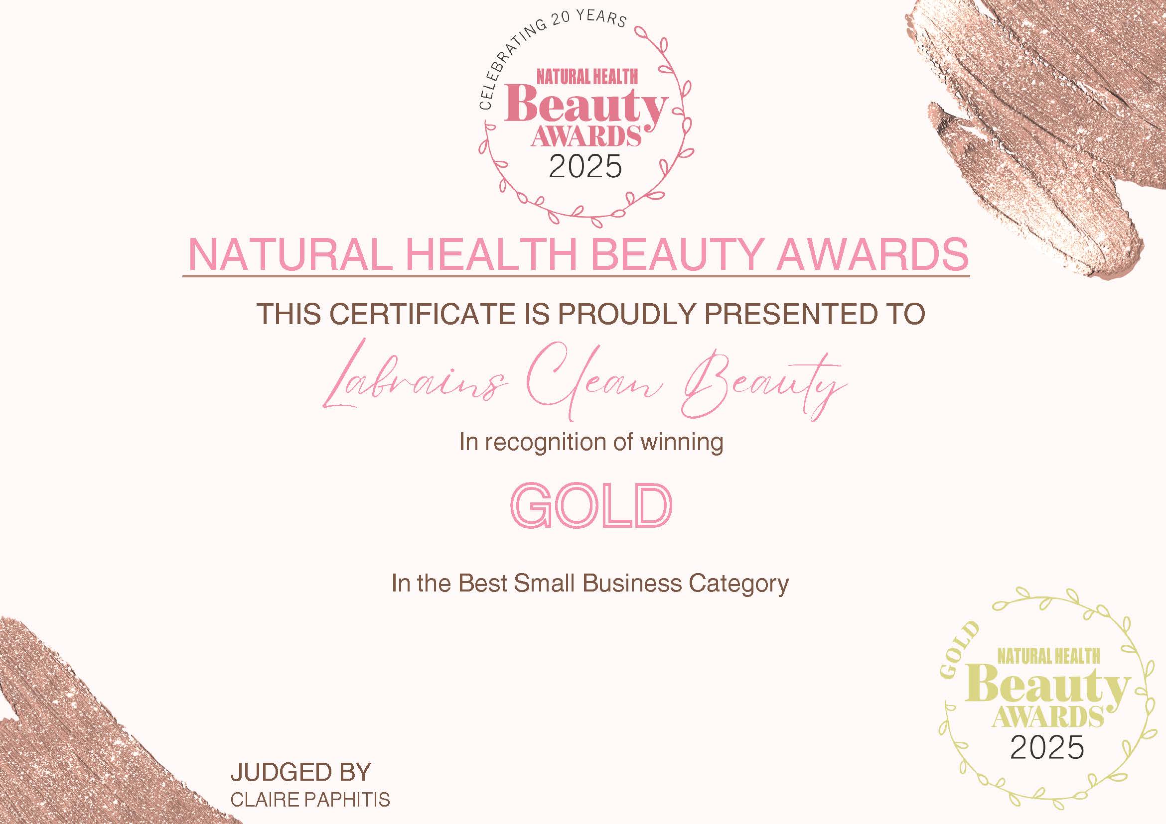 LABRAINS has been honored at the 2025 Natural Health Beauty Awards