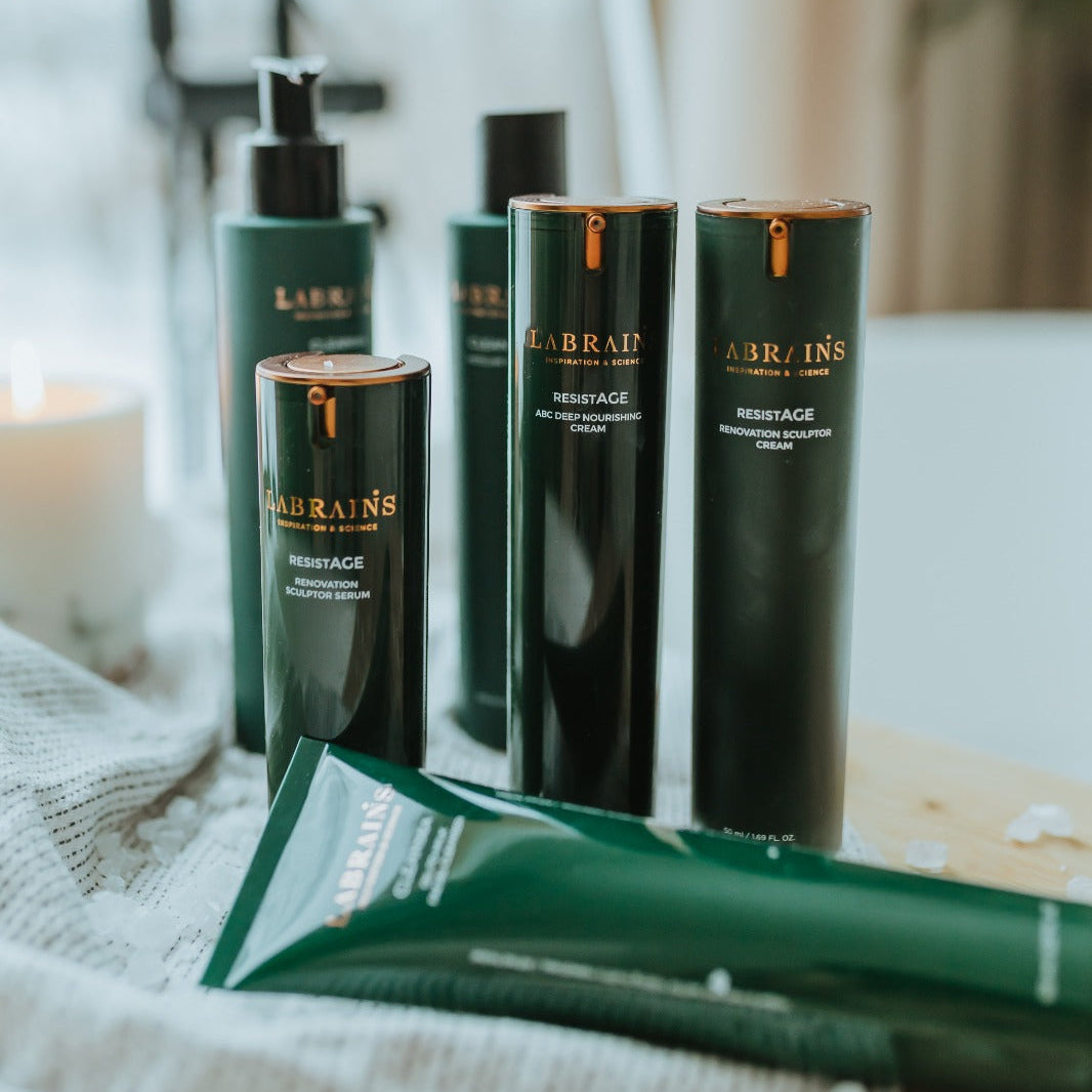 Labrains anti-aging skin care products - oil-to-milk cleanser and ResistAge line